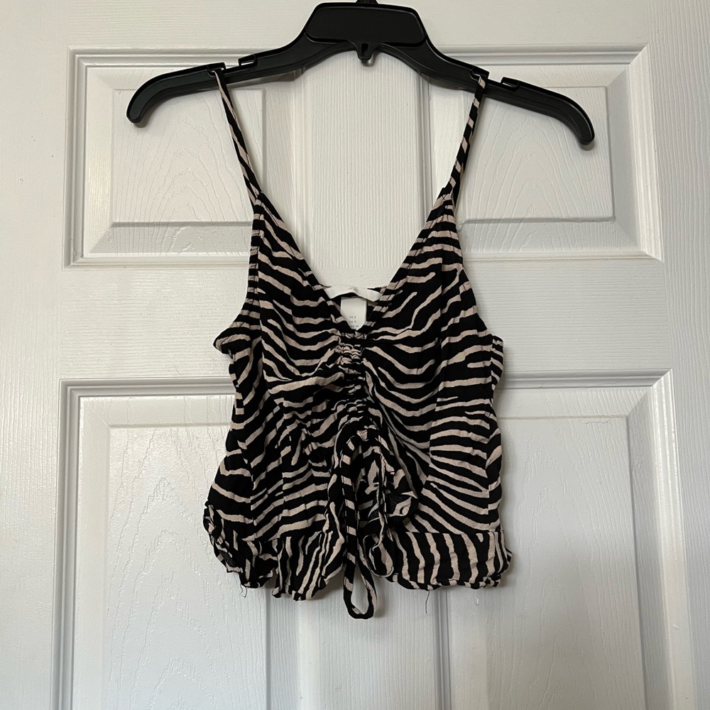 Zebra print spaghetti strap tank top